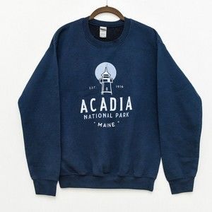Acadia National Park Maine Pullover Sweatshirt Navy Blue Small
